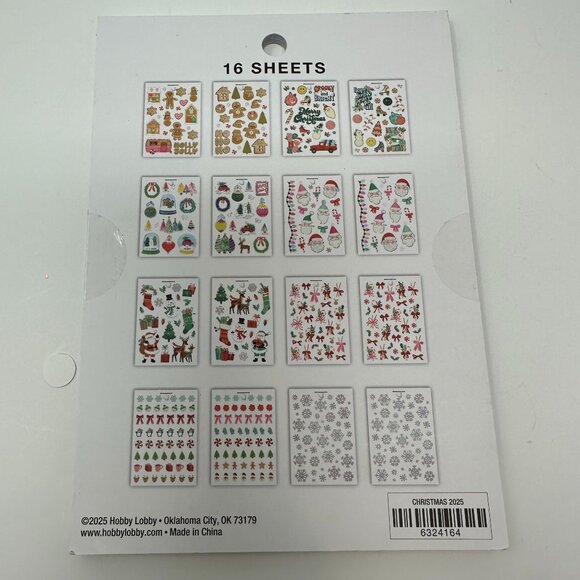 Christmas Paper Crafts Santa Jolly Sticker Pack 16 Sheets 449 Piece Foil Accent - Picture 13 of 16